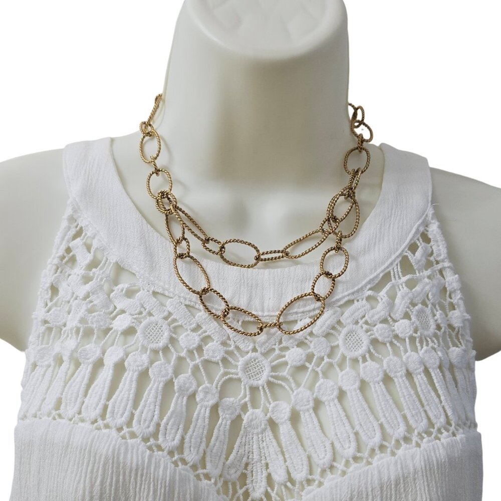 Monet Gold Tone Twisted Oval Link Layered Chain Necklace